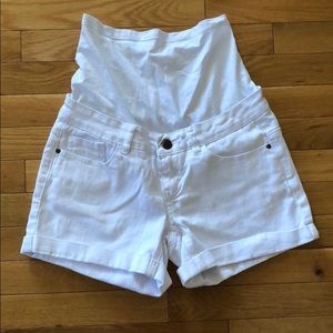 White Denim Maternity Shorts
